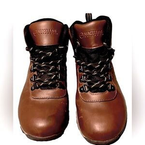 Magellan Outdoors Boys Youth Brown Waterproof Leather Hiking Boots Sz 3D